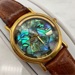 Relic Pyramid Women’s Watch, Brown Leather, Gold Tone